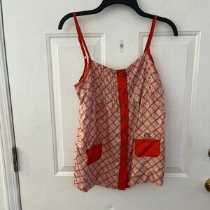 Juicy Couture Woman's Y2K 100% Silk Orange Festival Summer Beach Camisole Sz 6